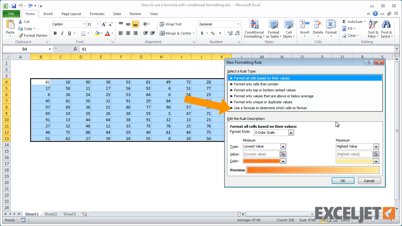 Excel Tutorial How To Apply Conditional Formatting With A Formula My 7603